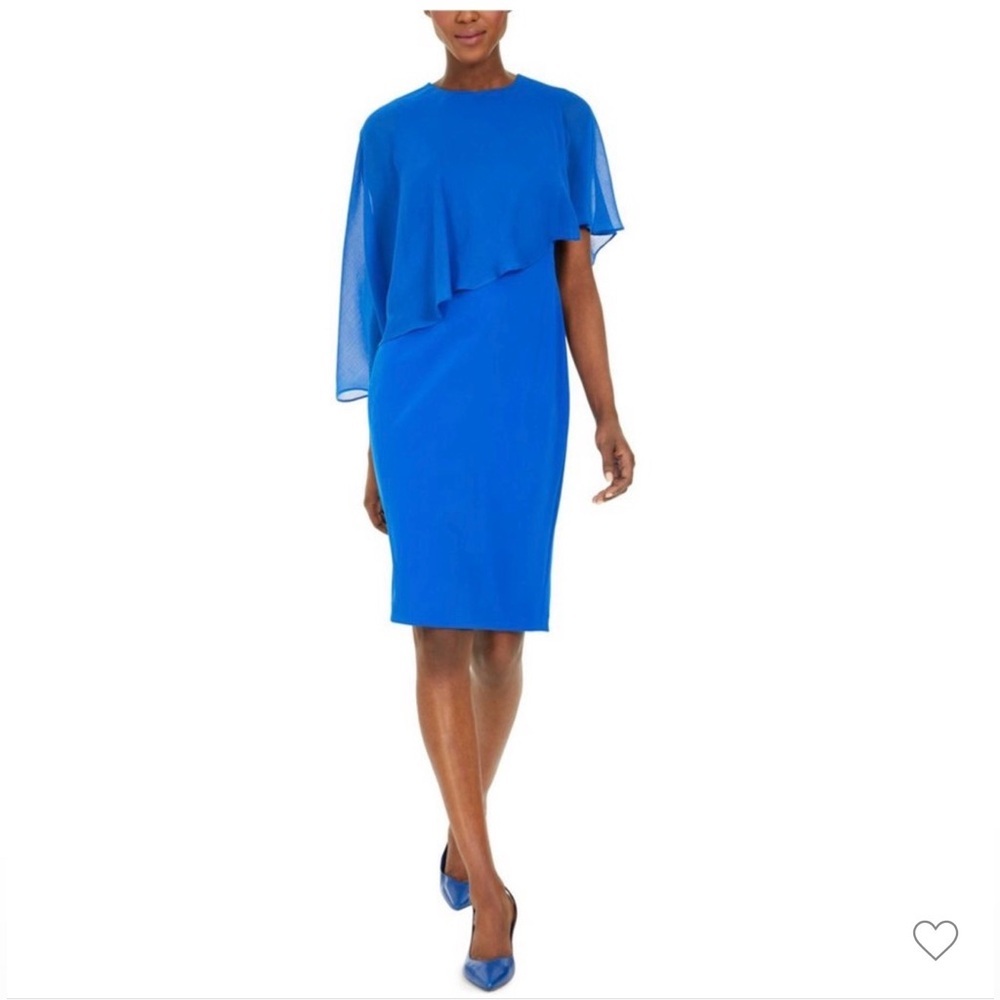 Calvin Klein Popover sheath Asymmetrical Blue Dress size 18W